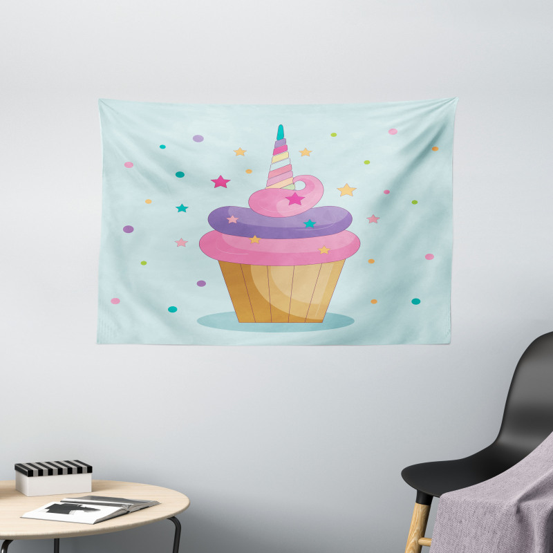 Unicorn Cake Fairy Rainbow Wide Tapestry