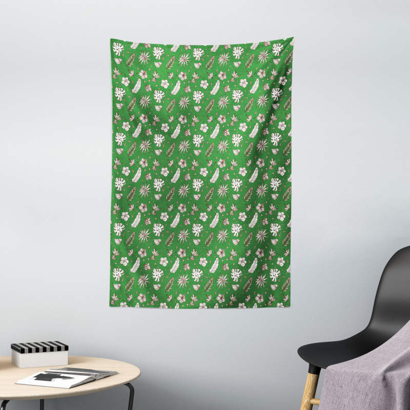 Hand Drawn Palm and Monstera Tapestry