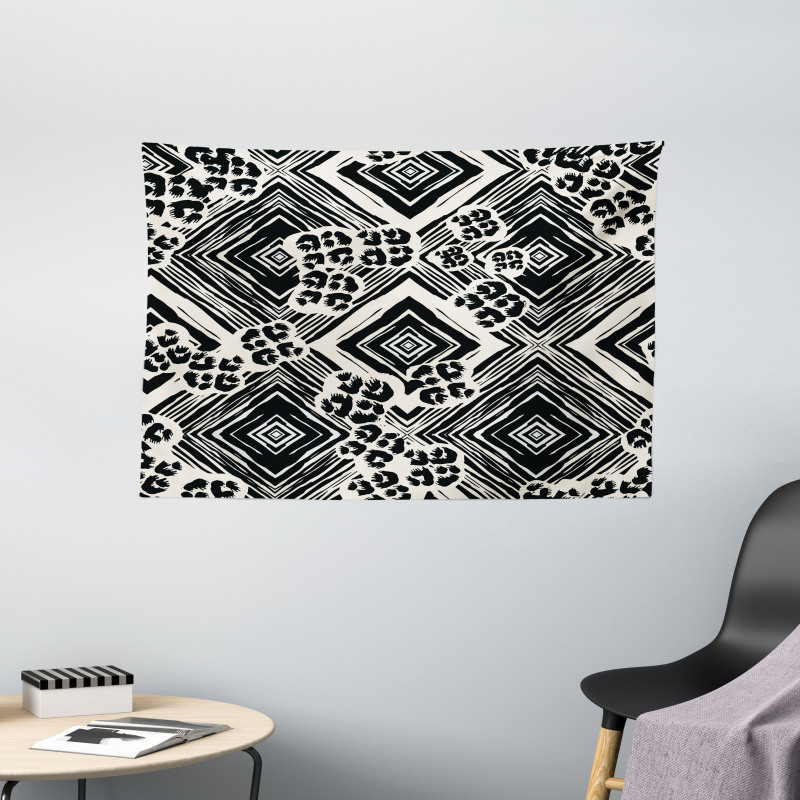 Ink Brush Style Argyle Wide Tapestry