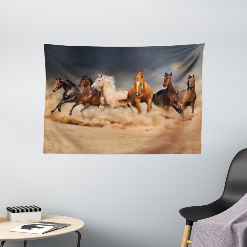 Equine Themed Animals Wide Tapestry