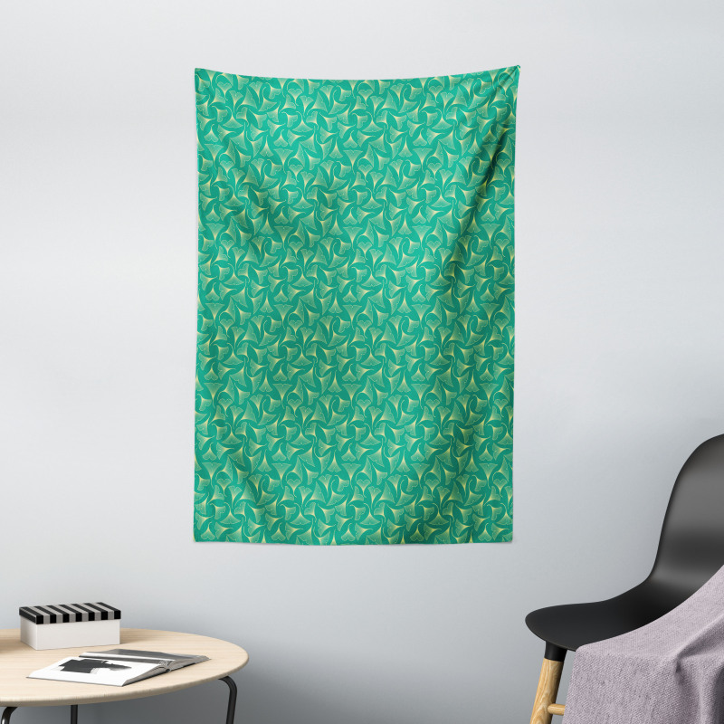Biloba Leaves on Teal Shade Tapestry
