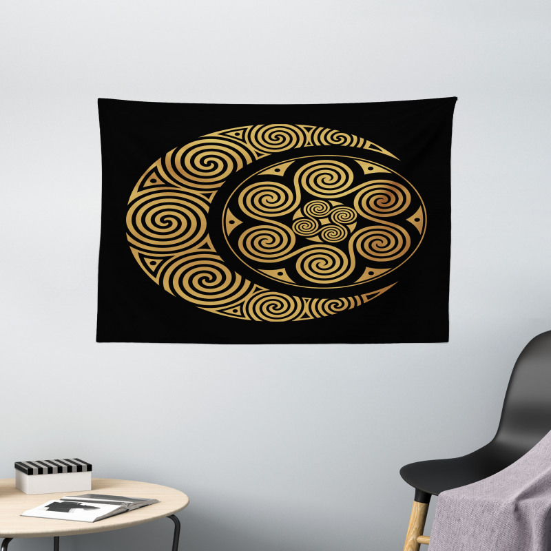 Celtic Moon and Sun Boho Wide Tapestry