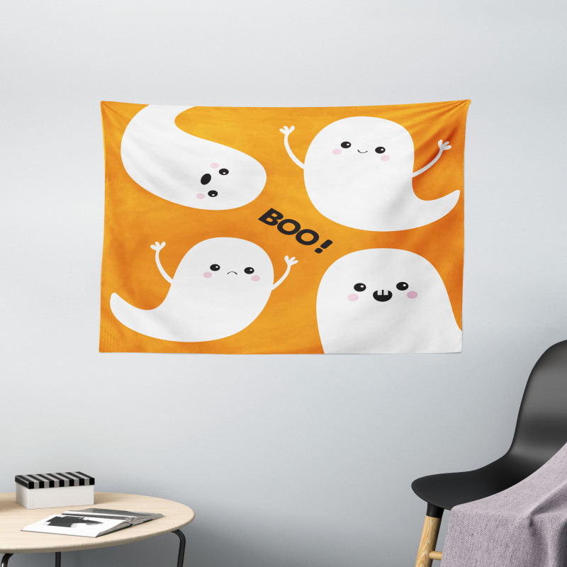 Flying Ghost Spirit Character Wide Tapestry