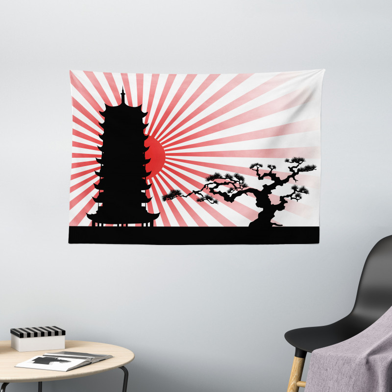Shinto Building and Tree Wide Tapestry