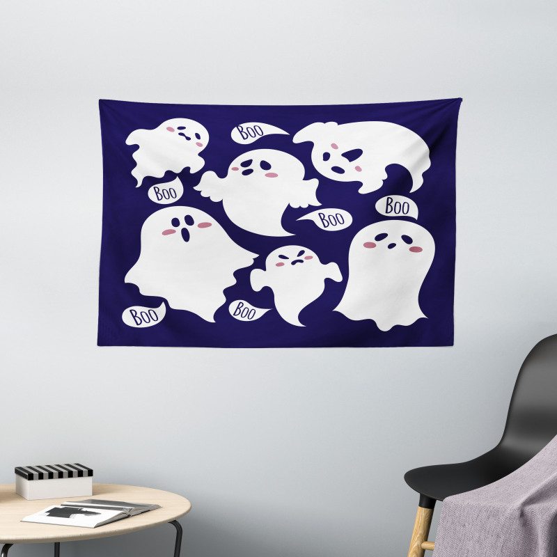 Scary Ghost Characters Boo Wide Tapestry