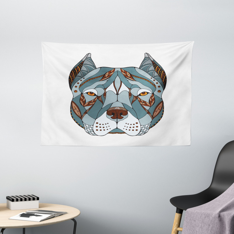 Zentangle Art Terrier Head Wide Tapestry