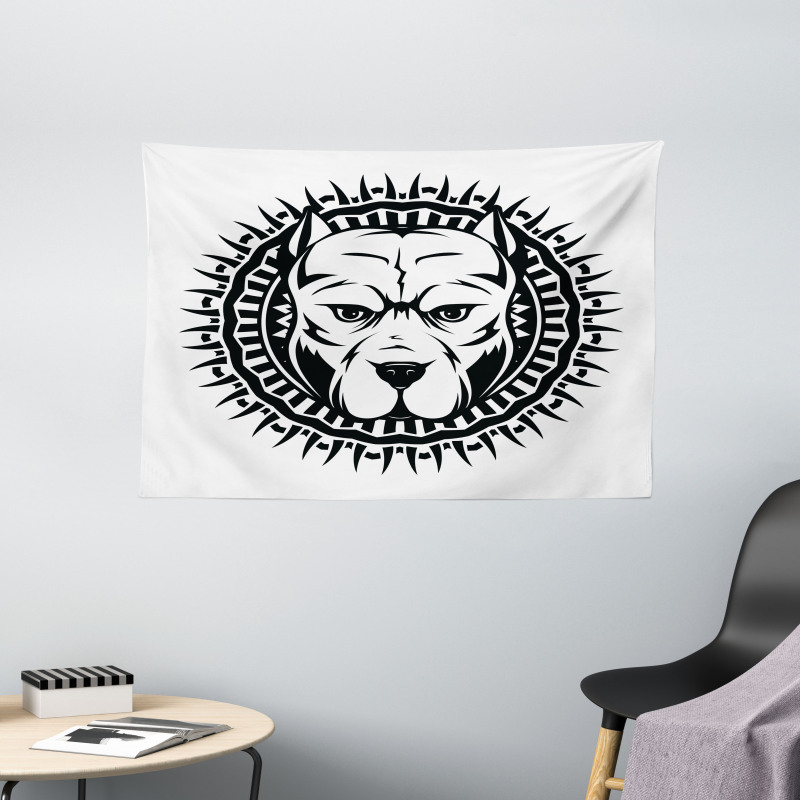 Aggressive Fighting Dog Wide Tapestry