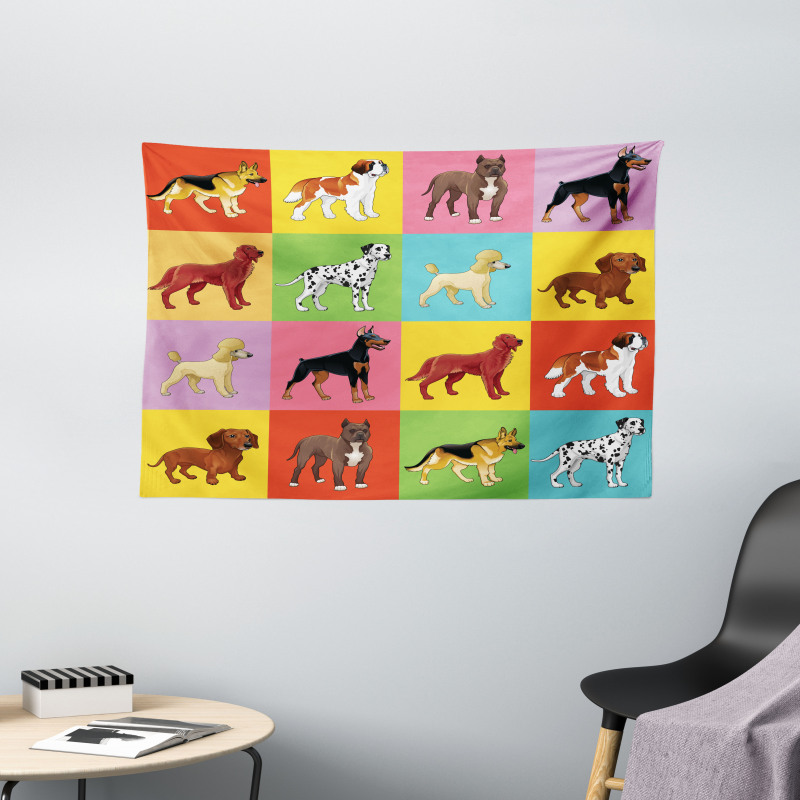 Different Breeds Animal Lover Wide Tapestry