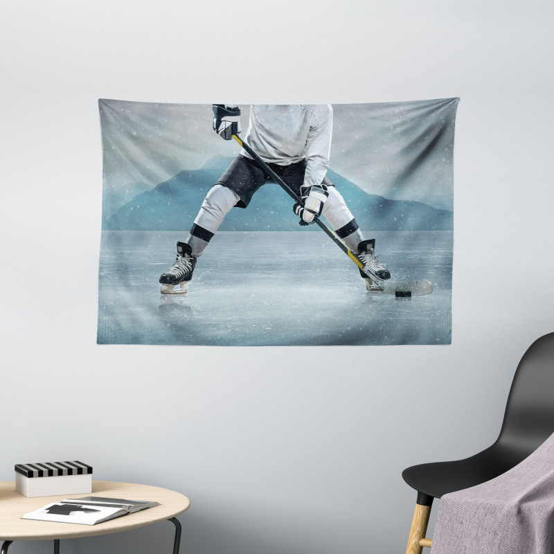 Stick and Puck Mountain Wide Tapestry