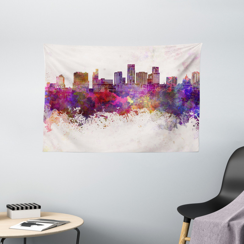 Grunge Splashes Cityview Wide Tapestry