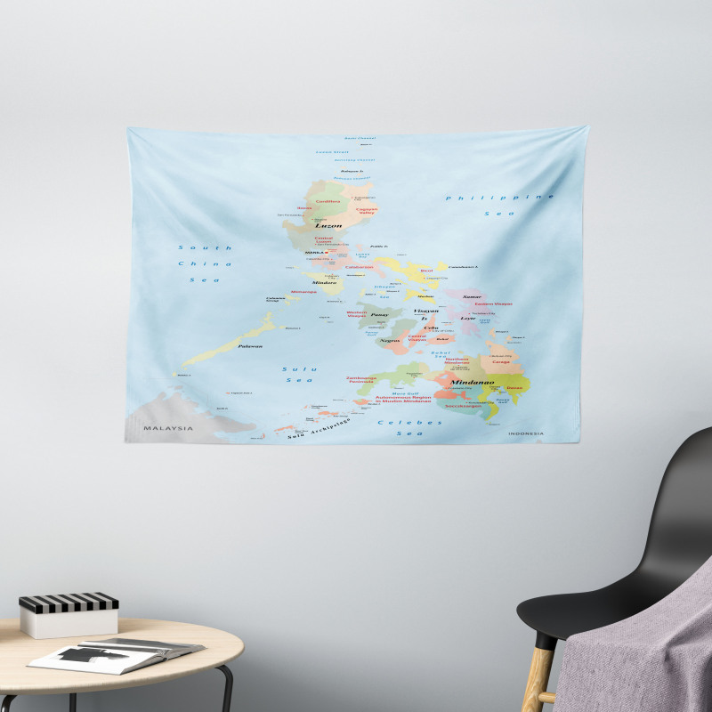 Map Cities with Seas Wide Tapestry