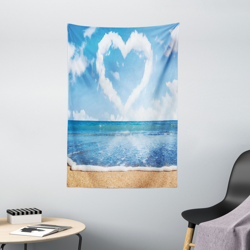 Clouds Heart Shape Tapestry