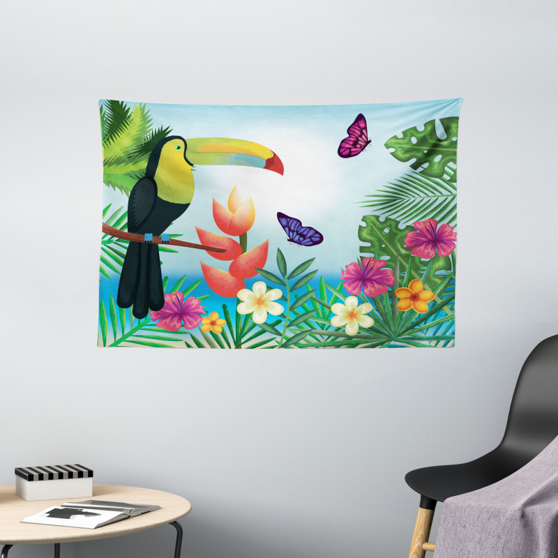 Paradise Flower Blossoms Wide Tapestry