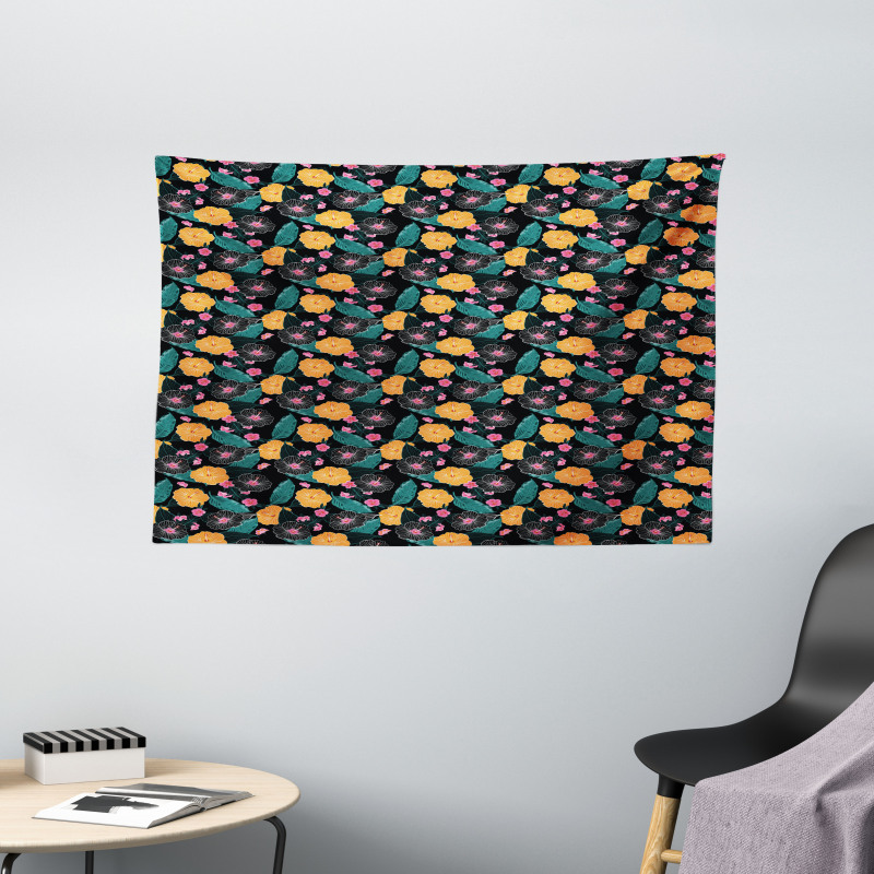 Artwork in Hawaiian Style Wide Tapestry