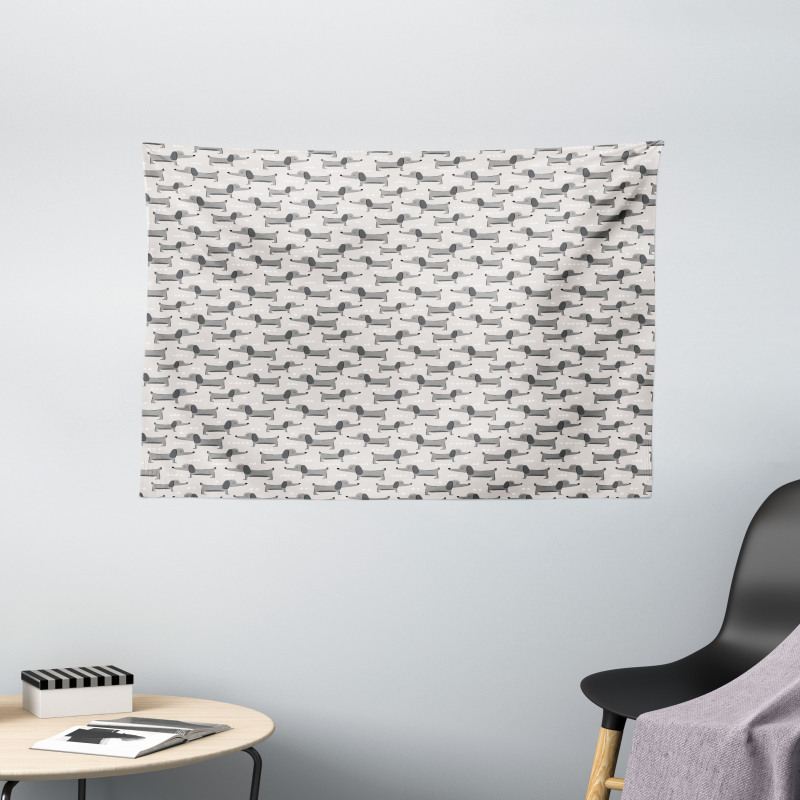 Hand Drawn Puppy Wide Tapestry