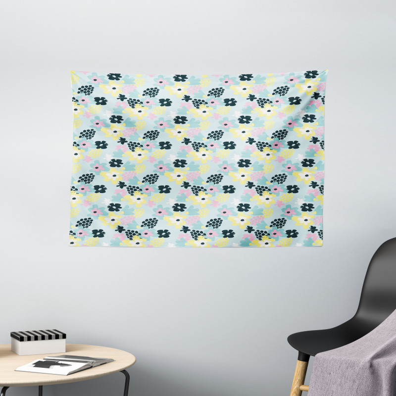 Pastel Tone Abstract Petals Wide Tapestry