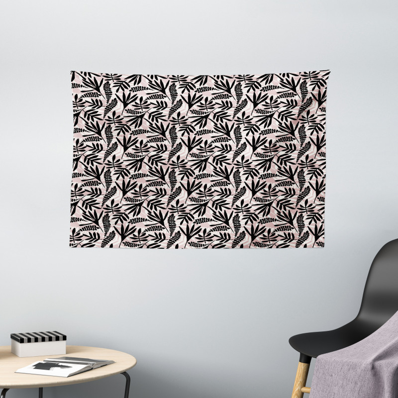 Modern Abstract Foliage Art Wide Tapestry