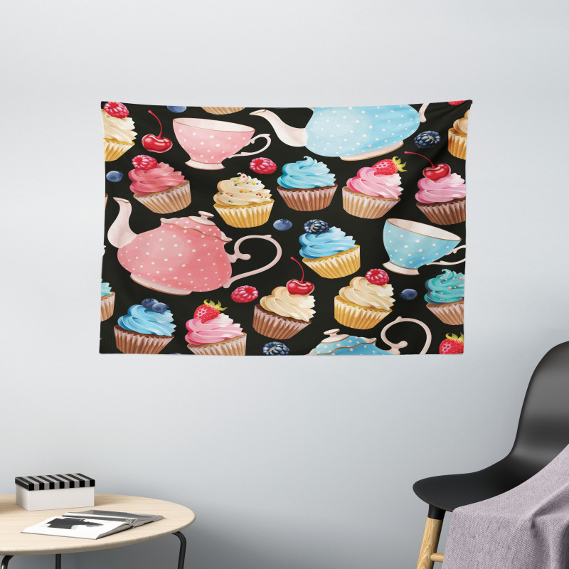 Creamy Colorful Yummy Muffins Wide Tapestry