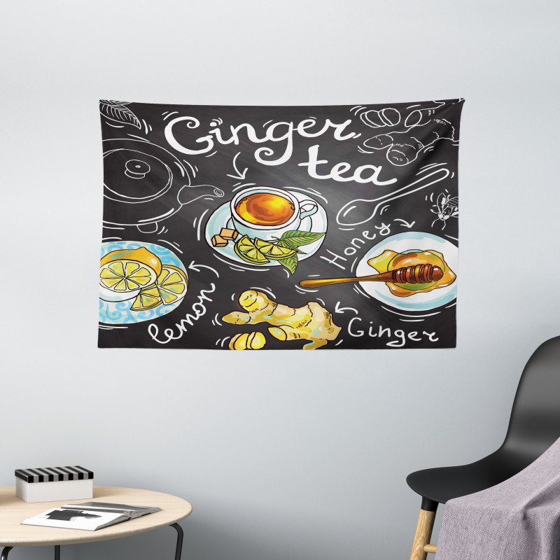 Healthy Lifestyle Drink Theme Wide Tapestry