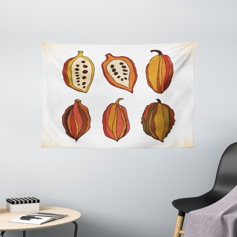 Tropical Fruit Beans Graphic Wide Tapestry