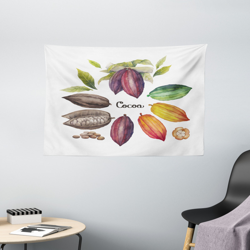 Exotic Food Colorful Design Wide Tapestry
