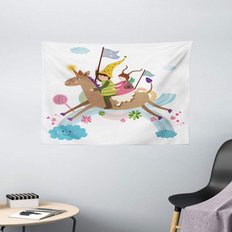 Fairy Cartoon Composition Wide Tapestry