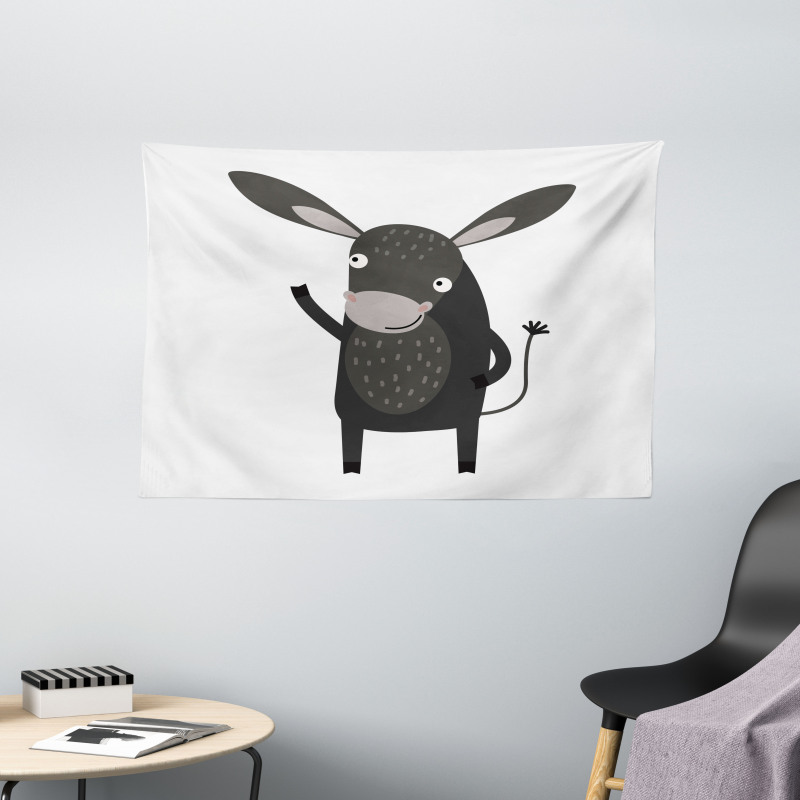 Happy Donkey with a Smile Wide Tapestry