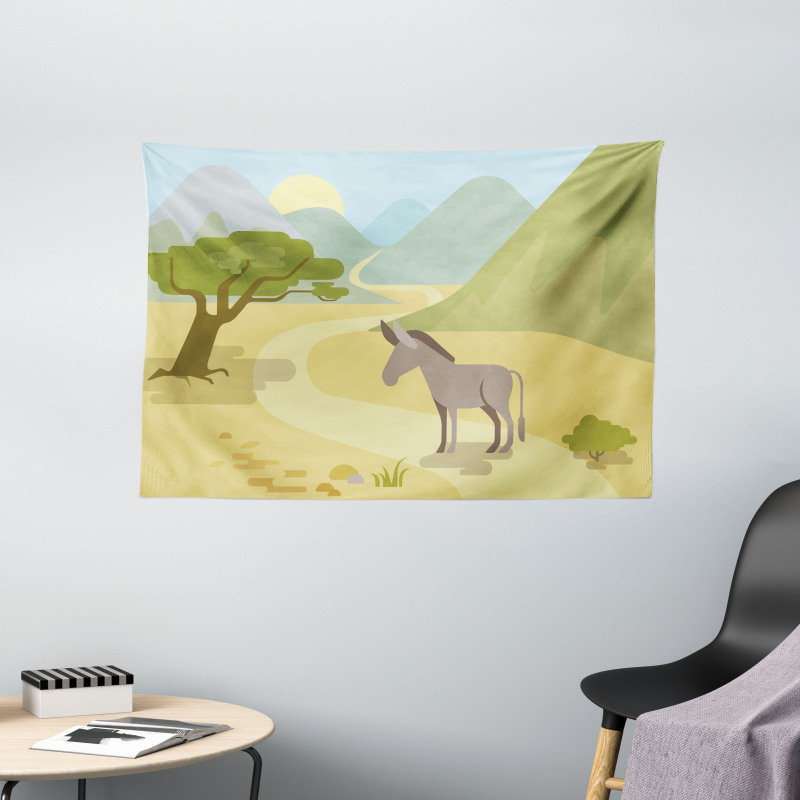 Wildlife Habitat Flat Design Wide Tapestry