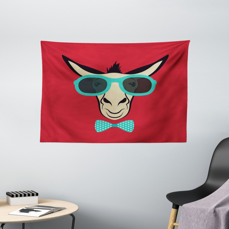 Donkey Wearing Sunglasses Wide Tapestry