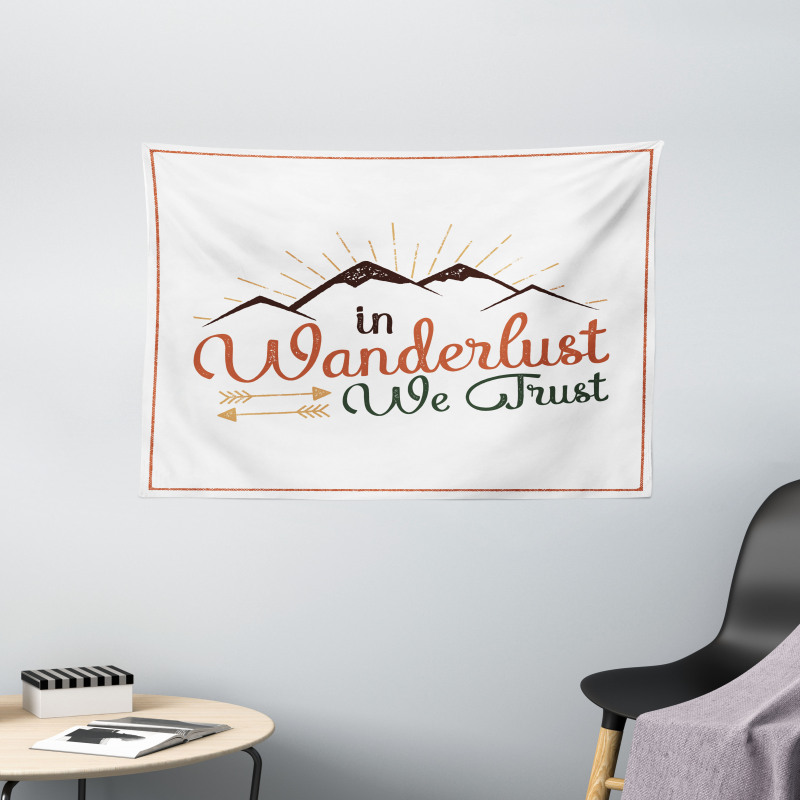 Wanderlust We Trust Text Wide Tapestry