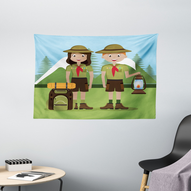 Woman and Men in Forest Wide Tapestry