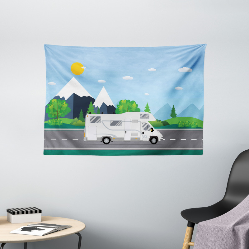 Truck Driving on Countryside Wide Tapestry