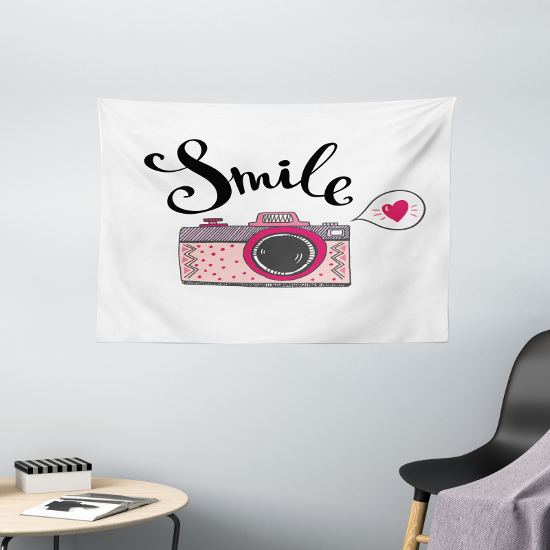 Smile Typography Romantic Wide Tapestry