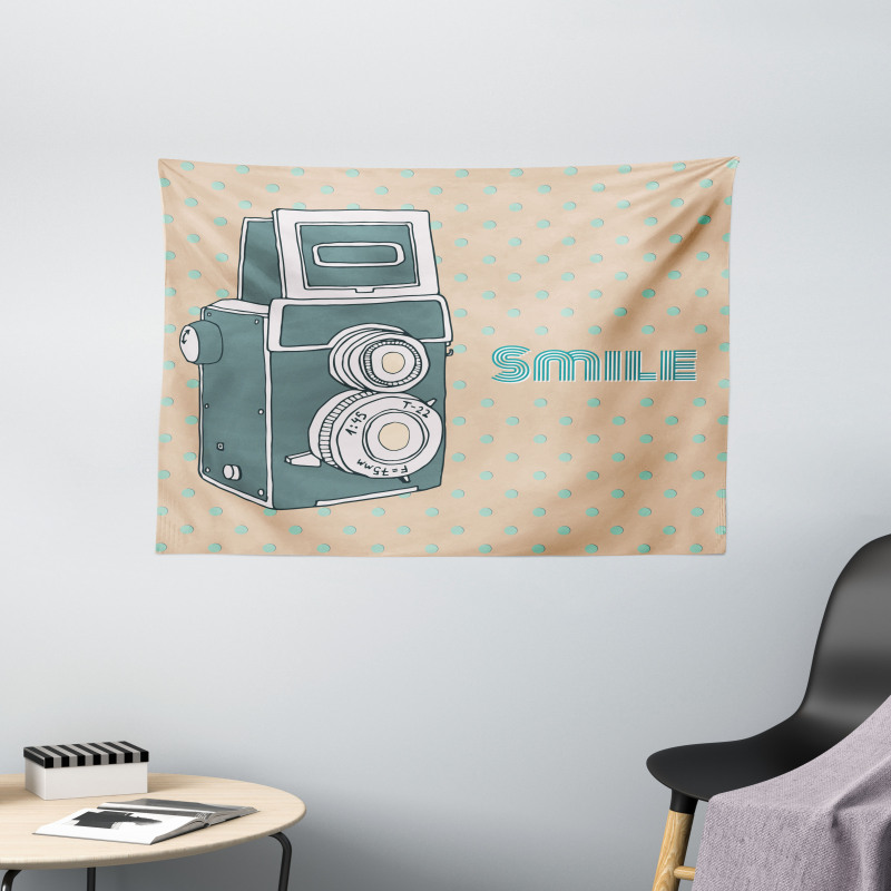 Nostalgic Smile Calligraphy Wide Tapestry