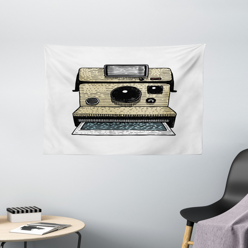 Vintage Polaroid Machine Wide Tapestry