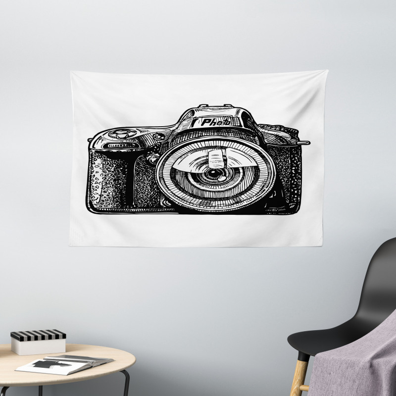Monochromatic Style Camera Wide Tapestry