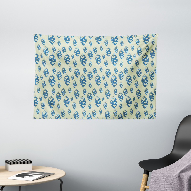 Grunge Pattern Heart Motifs Wide Tapestry