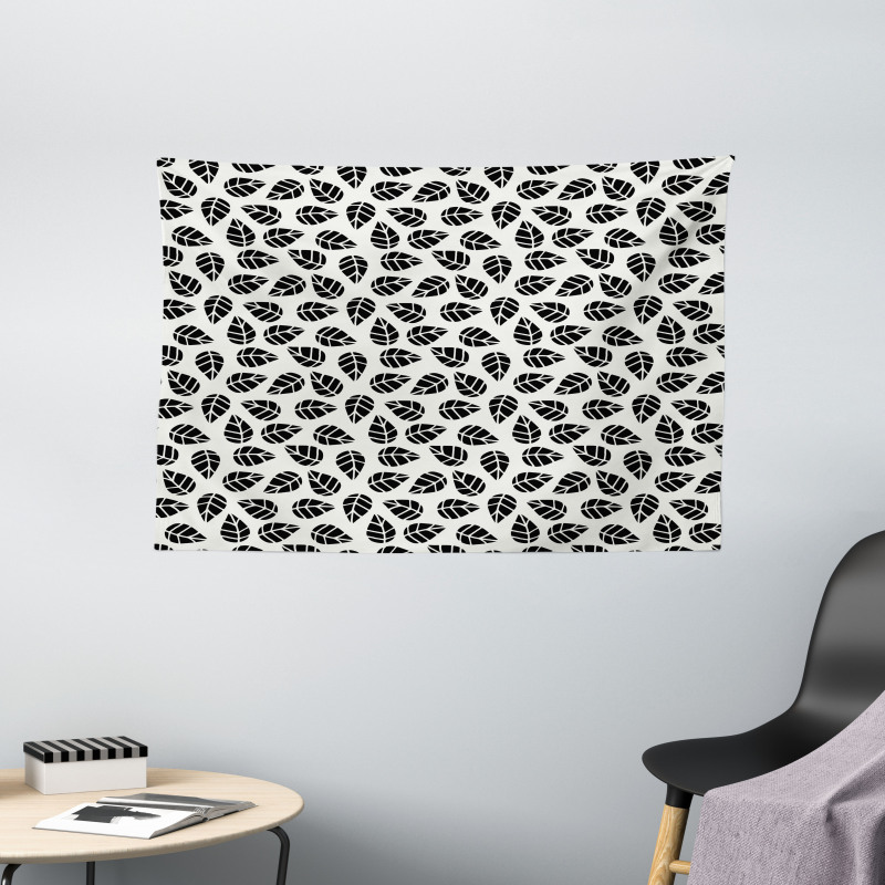 Monochrome Foliage Pattern Wide Tapestry