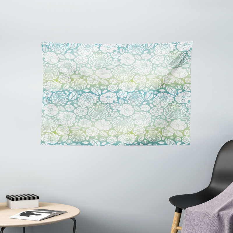 Soft Toned Blossom Petals Wide Tapestry