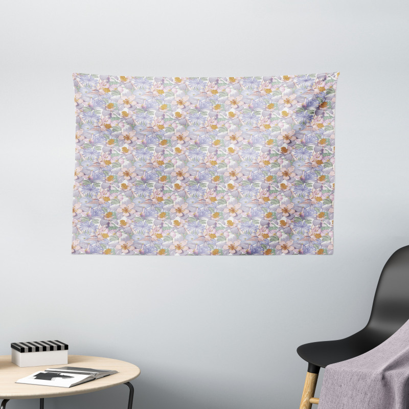 Classic Wildlife Blossoms Wide Tapestry