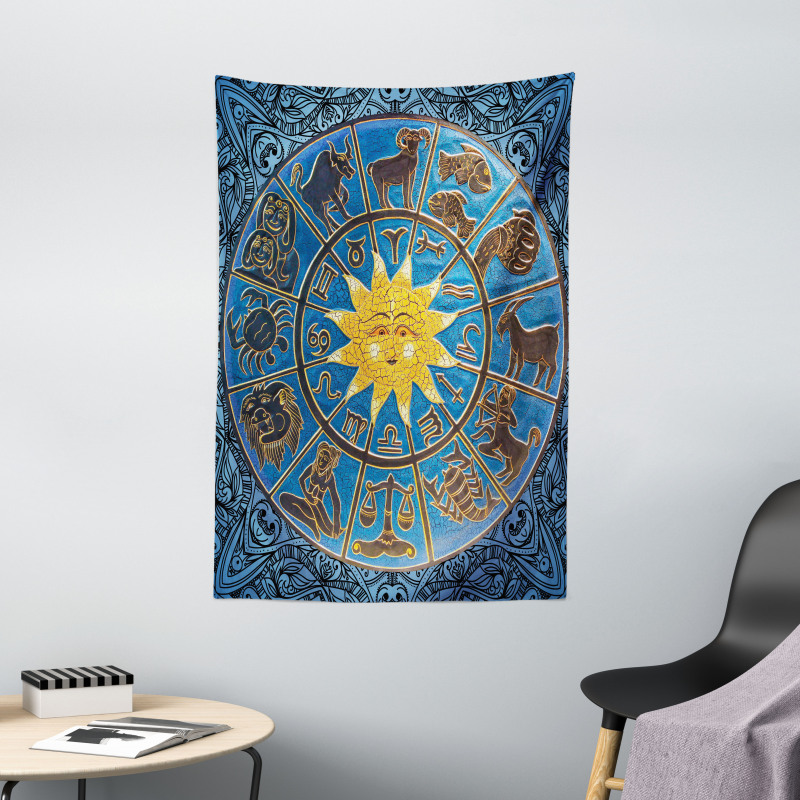 Zodiac Signs Circle Sun Tapestry