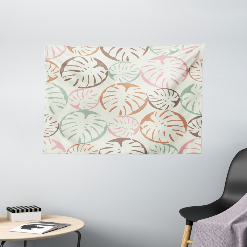 Retro Style Monstera Leaf Wide Tapestry