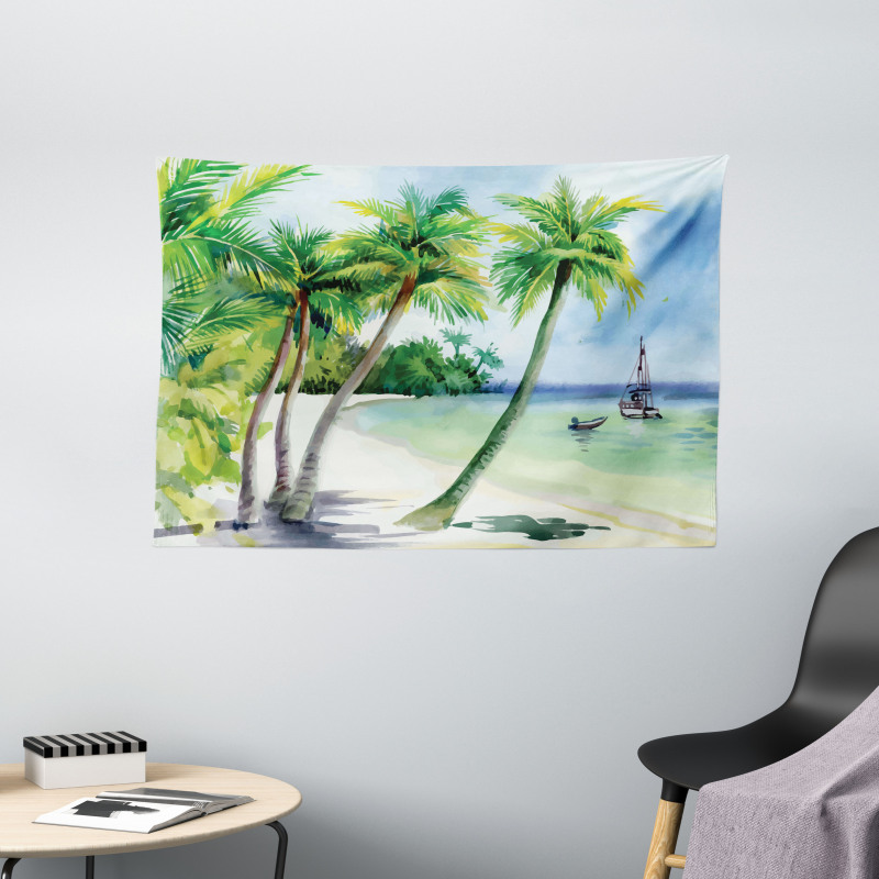 Tropical Landscape Beach Wide Tapestry