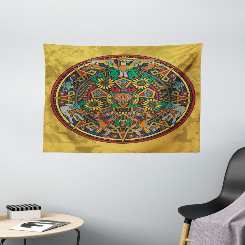 Symbolic Medallion Wide Tapestry