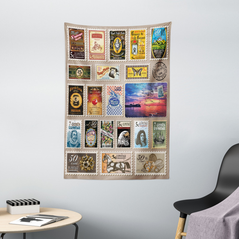 Traveler Tourist Stamps Tapestry