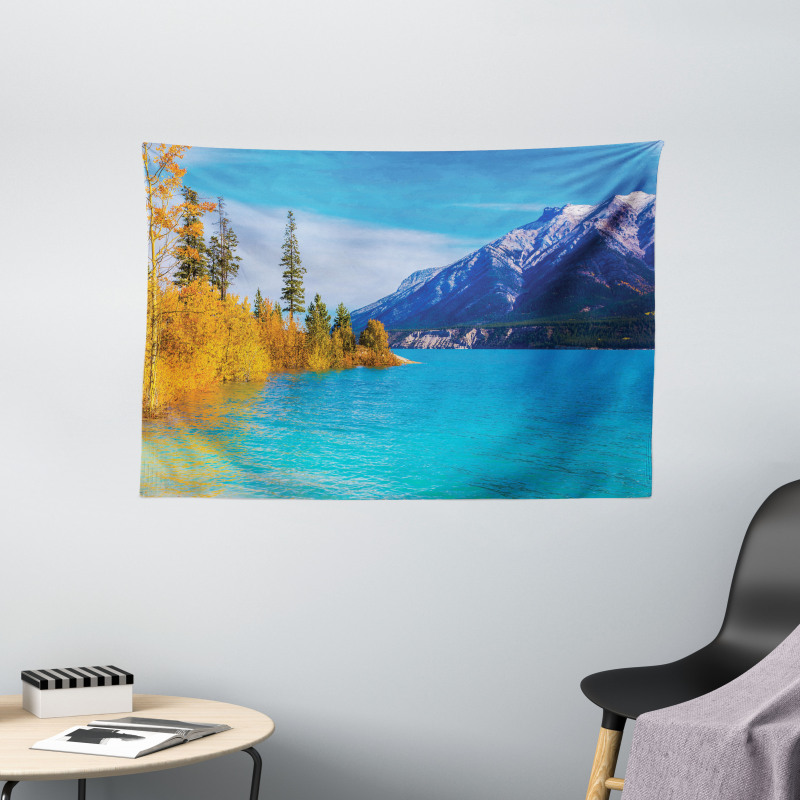 Abraham Lake Mountains Wide Tapestry