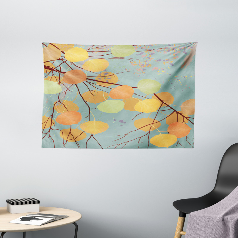 Branches Autumn Leaves Wide Tapestry