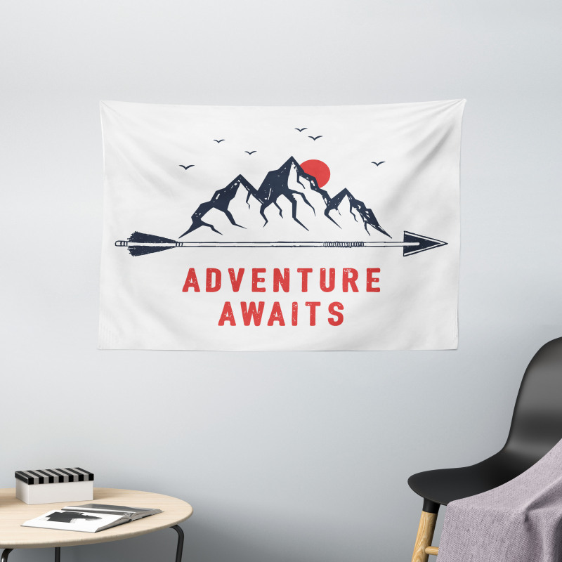 Mountains and Moon Wide Tapestry