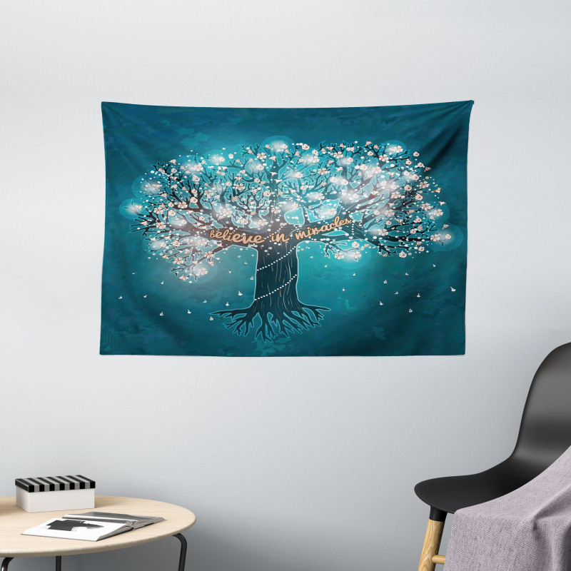 Believe in Miracles Message Wide Tapestry