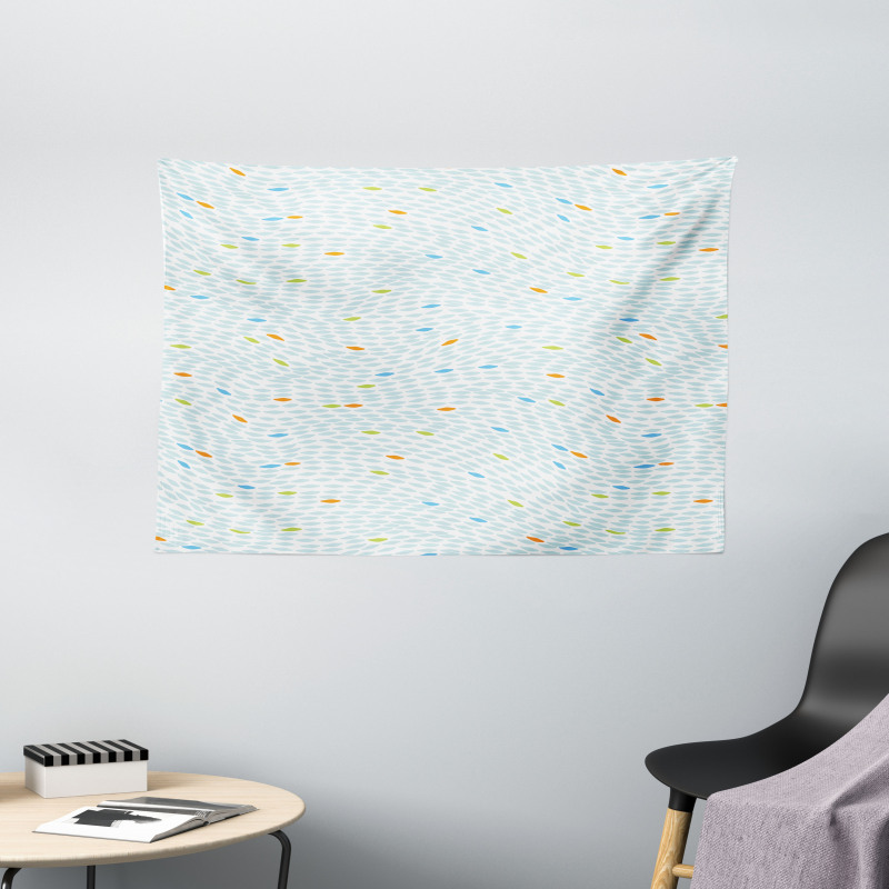 Ocean Waves Curves Design Wide Tapestry